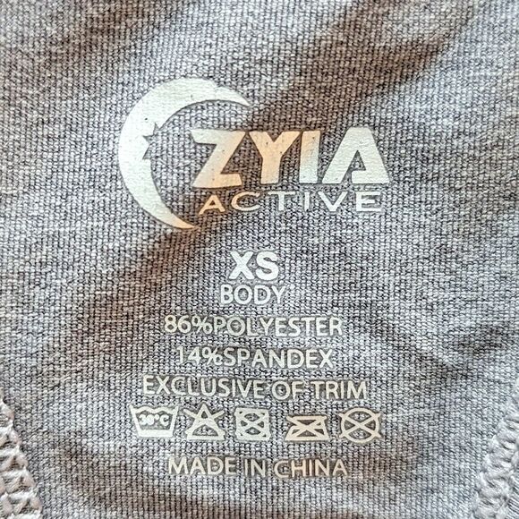 Zyia Active Gray Unlined Logo Racerback Athleisure Sports Bra Women's Sz XS - Picture 4 of 5